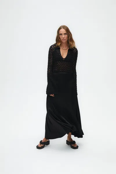 Nocturne Asymmetrical Long Skirt In Black