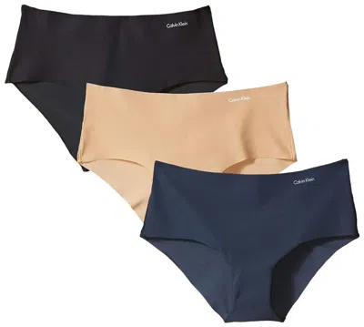 Calvin Klein Women's 3-pack Invisibles Hipster Panty In Black/light Caramel/speakeasy In Black