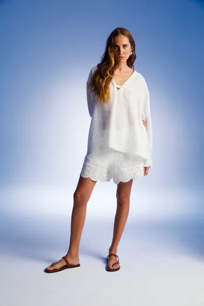 Nocturne Stone Detailed Shorts In White