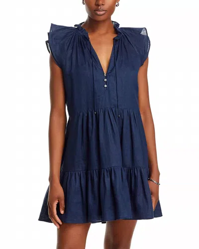 Veronica Beard Zee Linen Dress In Blue