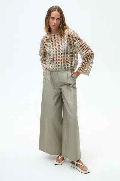 Nocturne Pleated Wide Leg Pants In Grey