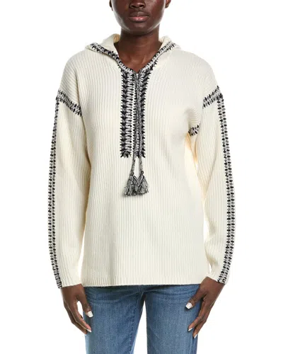 Johnny Was Beltran Whipstitch Wool & Cashmere-blend Hoodie In White