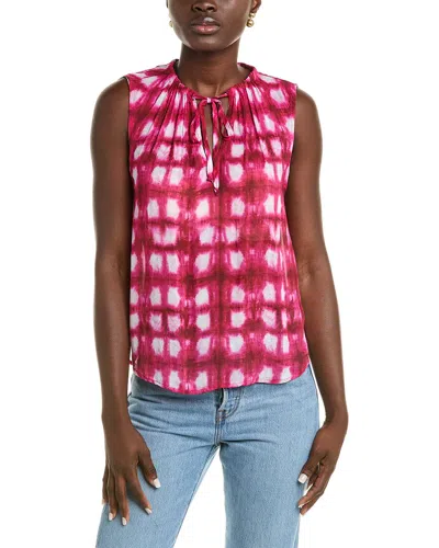 Bella Dahl Sleeveless Shirred Neck Pullover In Red