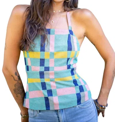 Eva Franco Mod Plaid Halter Top In Multi In Multi