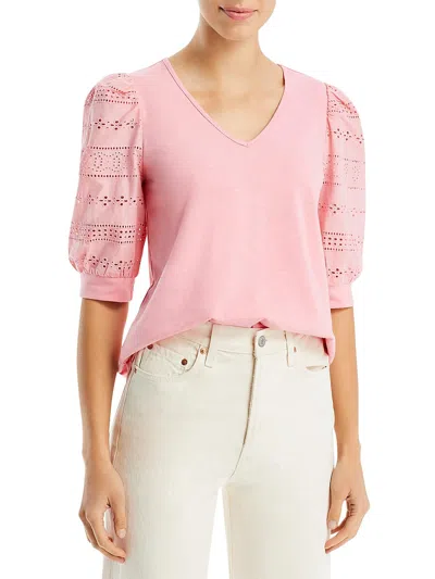 Status By Chenault Womens V Neck Knit T-shirt In Multi