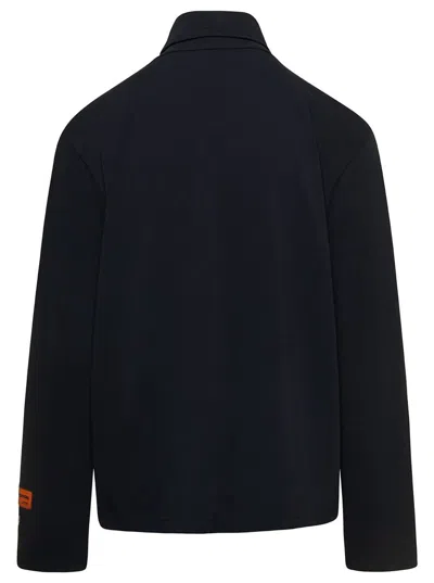 Heron Preston Black Turtleneck Pullover With Contrasting Logo Embroidery In Cotton Man In Black