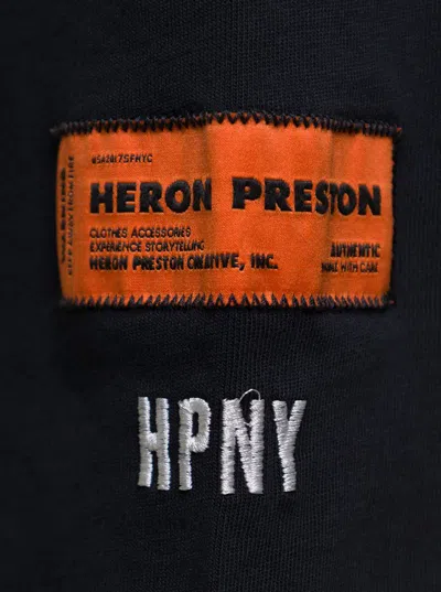 Heron Preston Black Turtleneck Pullover With Contrasting Logo Embroidery In Cotton Man In Black