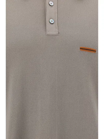 Shop Zegna Polo Shirts In Beige Scuro Unito