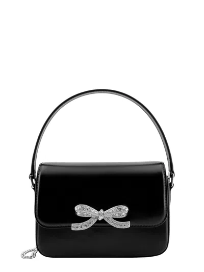 Shop Self-portrait Leather Handbag With Frontal Bow