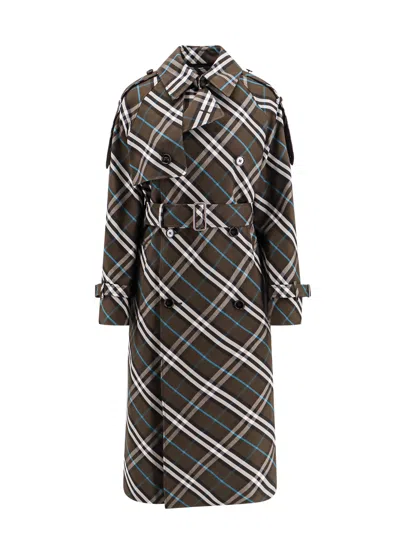 Burberry Snug Check-print Long Trench Coat In Multi