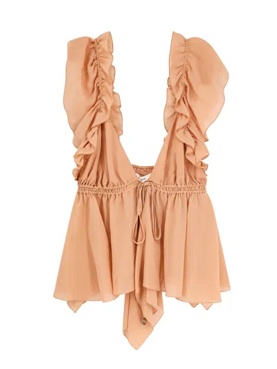 Shop Chloé Silk Top With Rouches