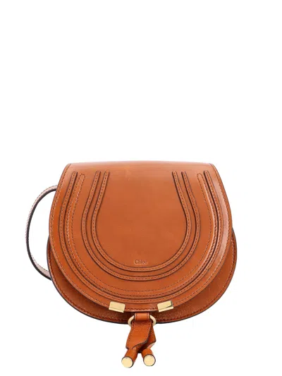 Shop Chloé Leather Shoulder Bag With Frontal Logo