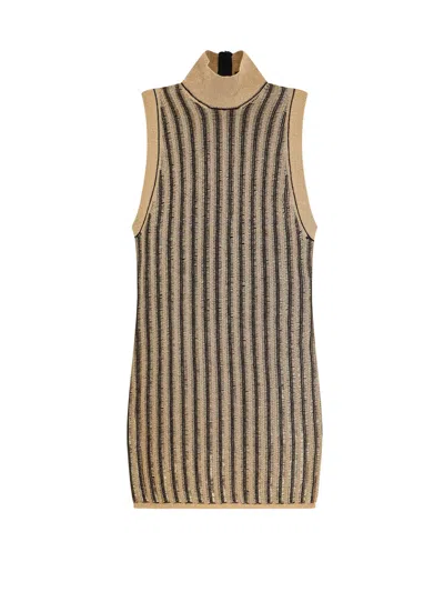 Shop Tom Ford Wool Blend Dress With Metallized Effect