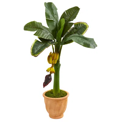 Homplanti 3' Banana Artificial Tree In Terracotta Planter