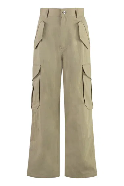 Bottega Veneta Cotton-blend Cargo Trousers In Beige