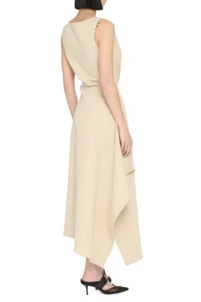 Shop Bottega Veneta Cotton Midi-dress In Beige