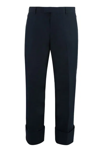 Shop Bottega Veneta Cotton Trousers In Blue