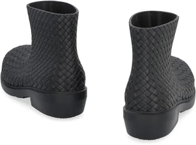 Bottega Veneta Biodegradable Woven Block Heel Ankle Boots In Black
