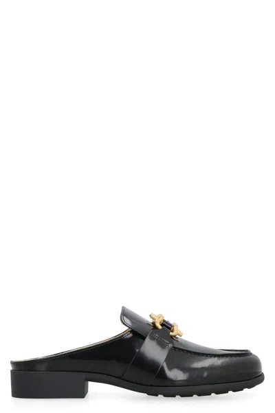 Shop Bottega Veneta Monsieur Leather Loafers In Black