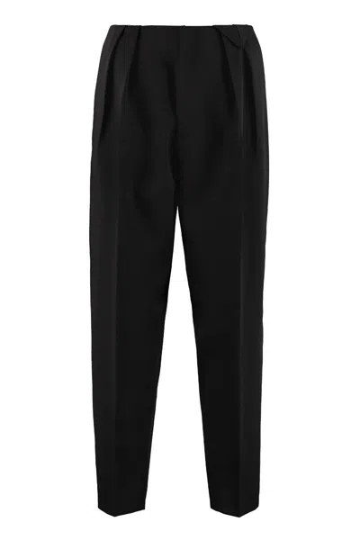 Shop Bottega Veneta Wool Cropped Trousers In Black