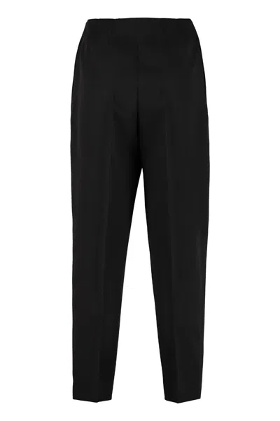 Shop Bottega Veneta Wool Cropped Trousers In Black