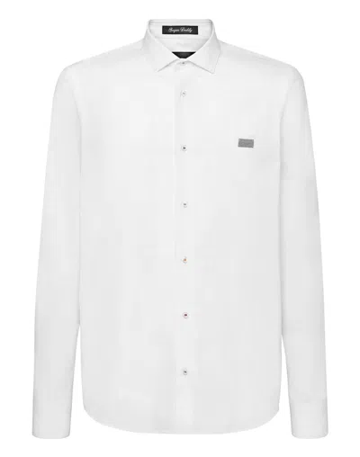 Philipp Plein Shirt Sugar Daddy Cut Ls Gothic Banner In White
