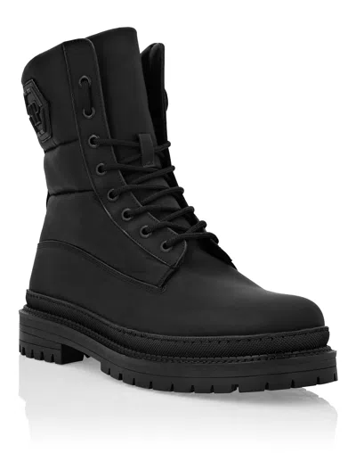Philipp Plein Boots Mid Flat Hexagon In Black