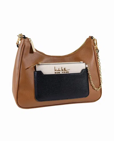 Nicole Miller Women's Crossbody Shoulder Bag With Coin Pouch In Tan In Multi