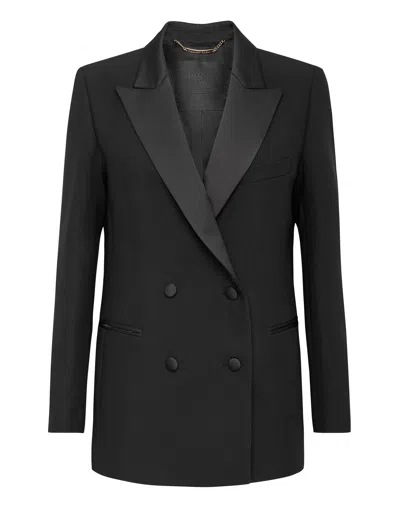 Philipp Plein Double-breasted Boxy Blazer In Black