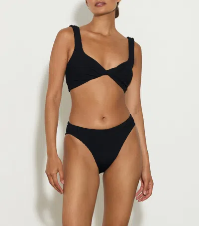 Hunza G Bonnie Crinkle Twist Two-piece Swimsuit In Black