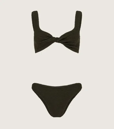 Hunza G Bonnie Crinkle Twist Two-piece Swimsuit In Black