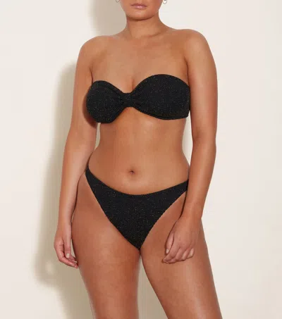 Hunza G Jean Textured Nylon Bikini In Black/gold