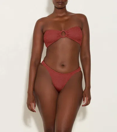 Shop Hunza G Gloria Bikini With Tonal Hoops In Metallic Rosewood