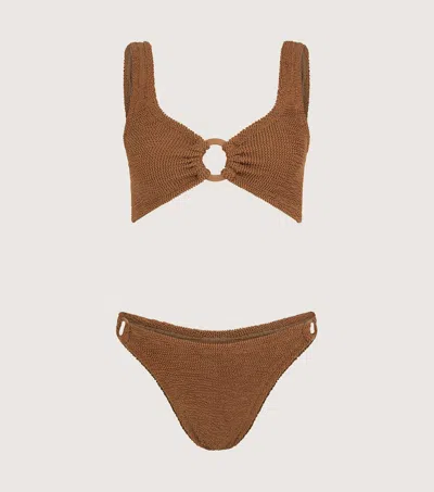 Hunza G Hallie Bikini In Metallic Cocoa
