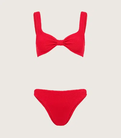 Hunza G Bonnie Seersucker Bikini In Red