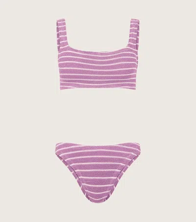 Hunza G X Helena Christensen Xandra Bikini | One Size Swimwear |  In Lavender/white