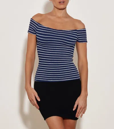 Shop Hunza G Grace Top In Navy/white