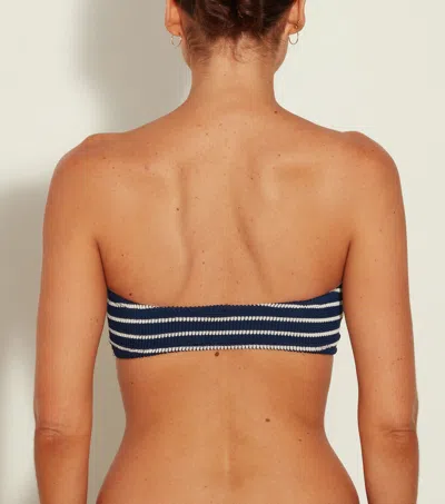 Hunza G Jean Bikini Top In Navy/white