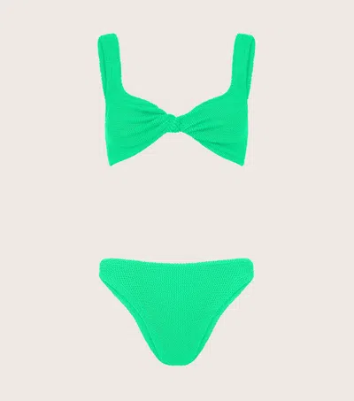 Hunza G Juno Knotted Crinkled Bikini In Lime