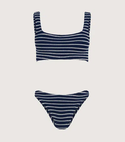 Hunza G Xandra Seersucker Bikini In Navy/white