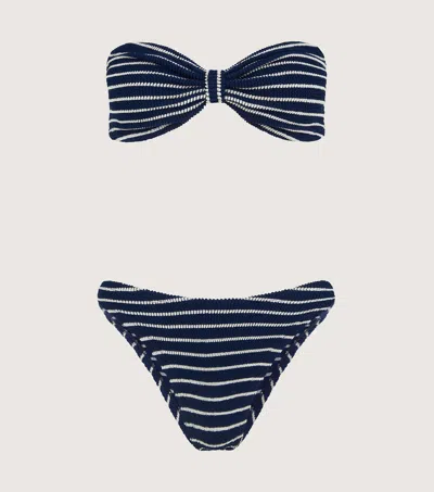 Hunza G Maillot De Bain Deux Pièces In Navy/white