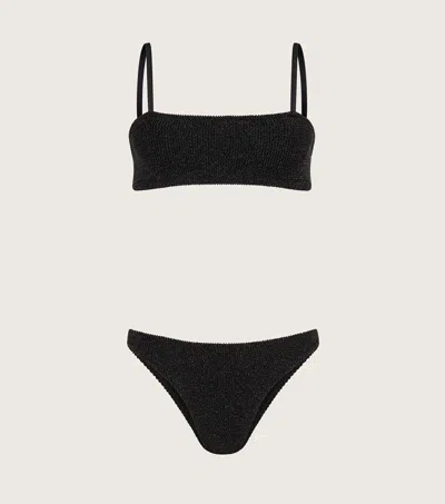 Hunza G Gigi Lurex Bikini In Black/gold