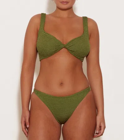 Hunza G Juno Crinkled Bikini In Metallic Moss