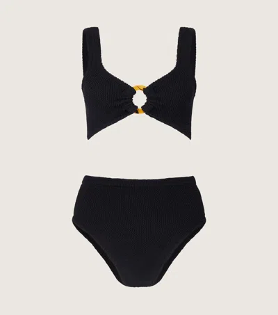 Hunza G Nadine Stripe Two-piece Swimsuit In Black