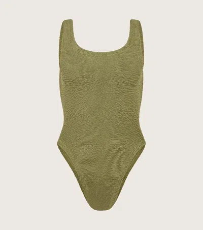 Hunza G Square Beachwear In Metallic Moss