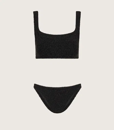 Hunza G Xandra Lurex Bikini In Black/gold