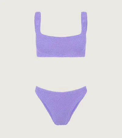 Hunza G Xandra Square Neckline Bikini Set In Lilac