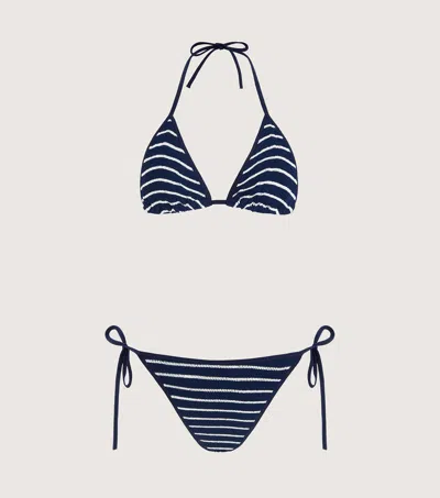 Hunza G Gina Striped Bikini In Navy/white