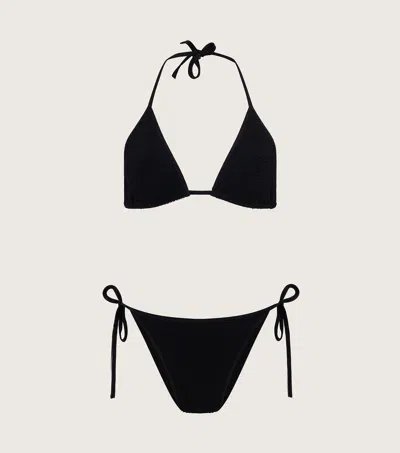 Hunza G Gina Triangle Bikini Set In Black In Black