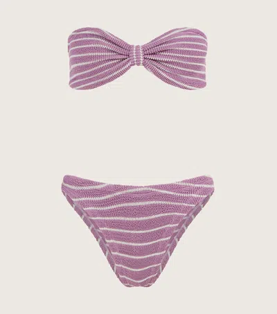Hunza G X Helena Christensen Jean Bikini | One Size Swimwear |  In Lavender/white